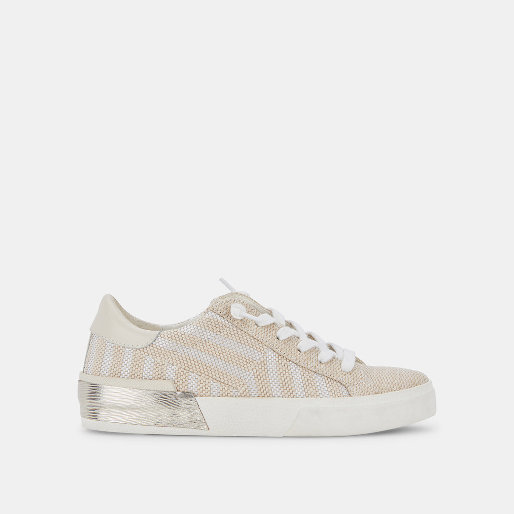 ZINA PATCH SNEAKERS WHITE STRIPE RAFFIA– Dolce Vita 6879858655298