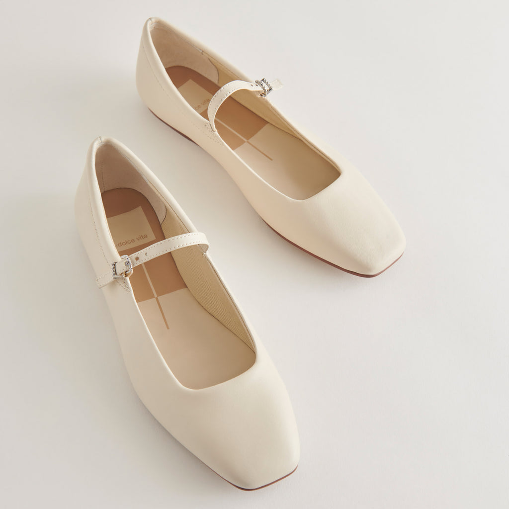 REYES Ballet Flats Ivory Leather | Ivory Leather Flats– Dolce Vita 6895078473794