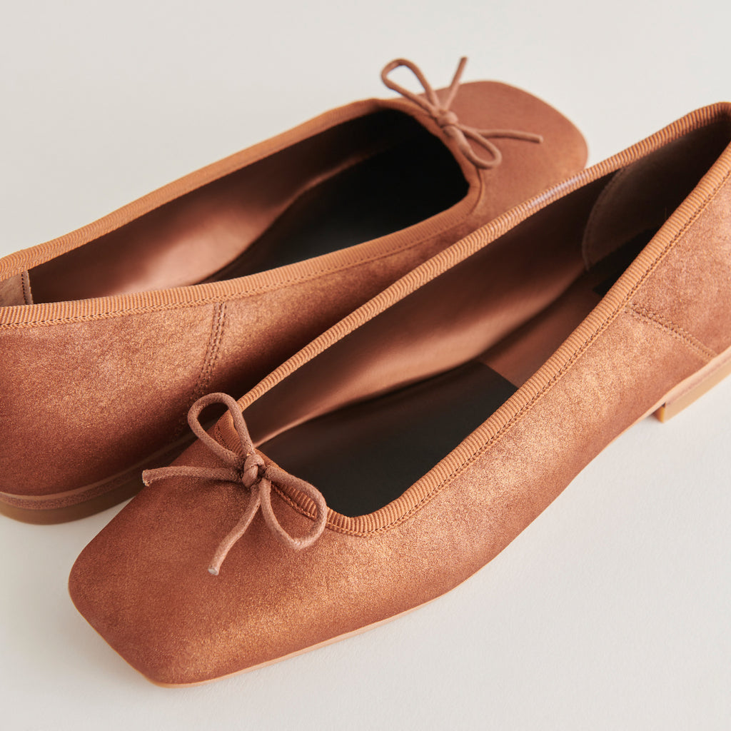 ANISA Ballet Flats Copper Metallic Suede | Designer Suede Ballet Flats– Dolce Vita 6908072394818